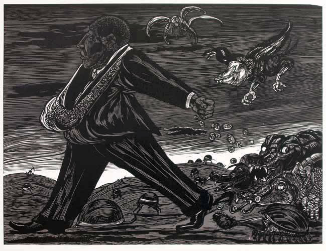 The Sower, linocut, 18" x 24", 2007